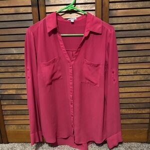 Express Fuchsia Portofino Button-Up Blouse